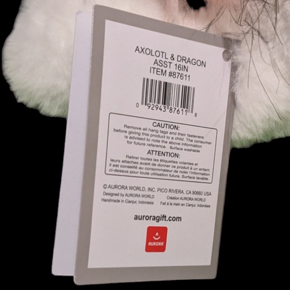 Aurora Gift Molly the Axolotl Pink White & Black Stuffed Plush Animal Toy NWT - Picture 12 of 12